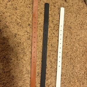 Set of Three Leather Belts - Brown, Black, and White